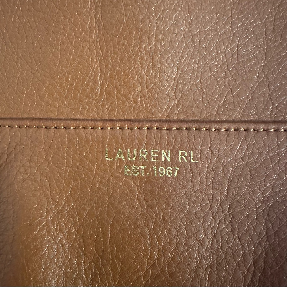 Lauren Ralph Lauren Chestnut Pebbled Leather Shoulder Tote Bag - Picture 4 of 15